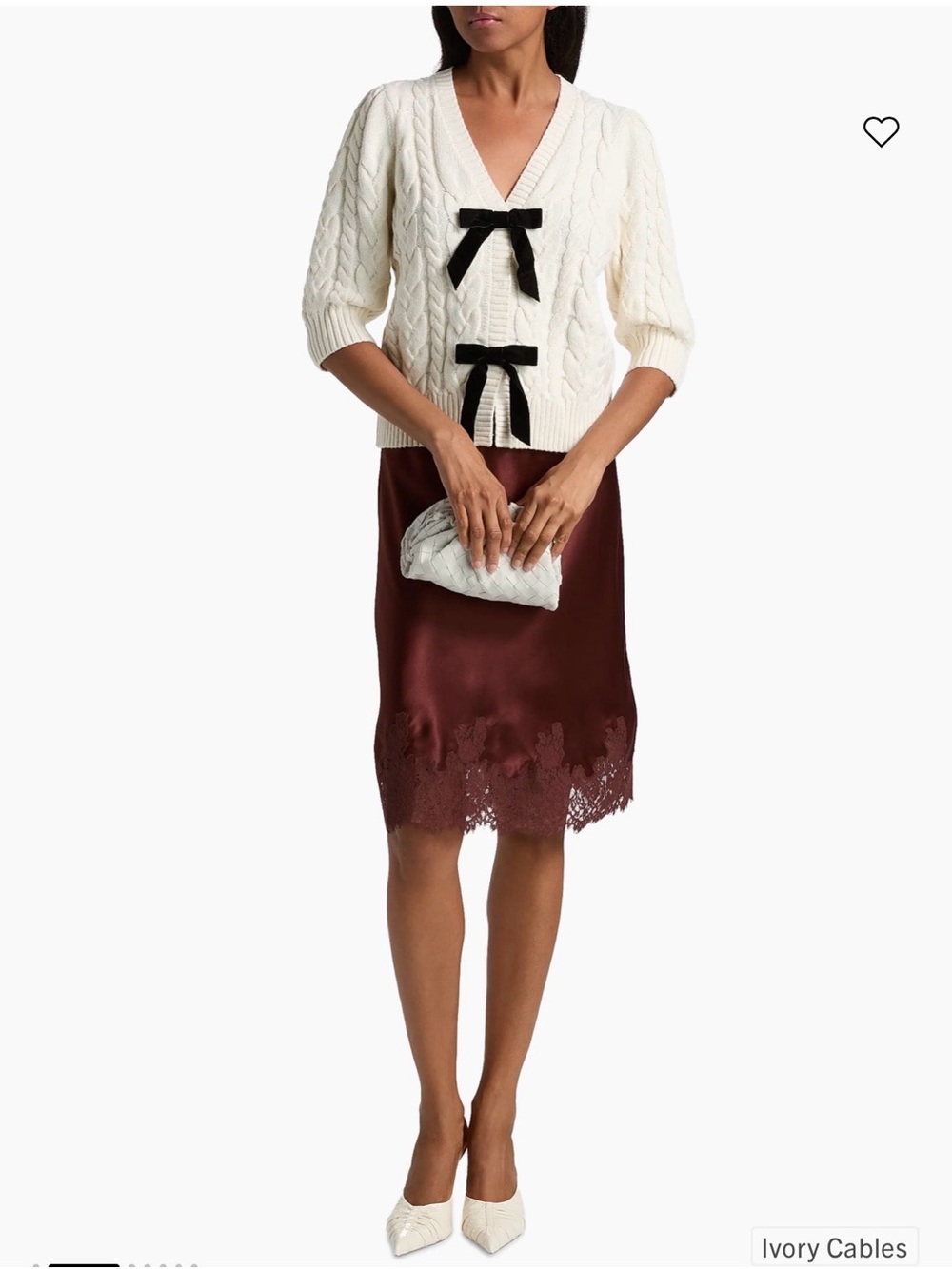 Rails Clarissa Top in Cream Cable-Knit with Black Velvet Bows - Picture 9 of 9